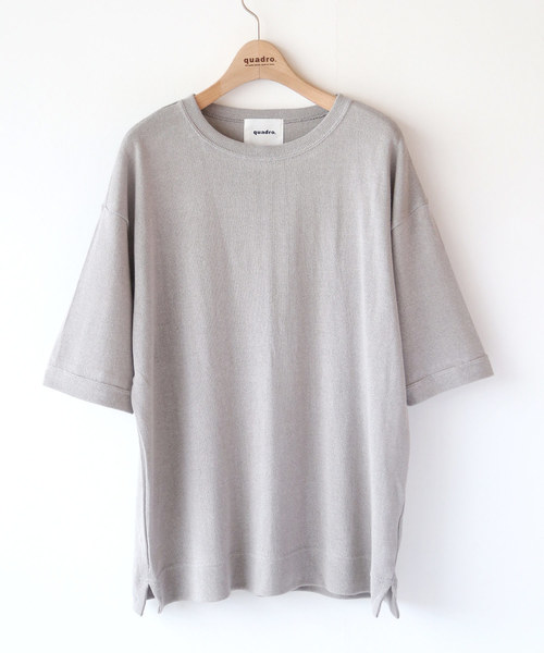 quadro(クオドロ)の「和紙×レーヨン天竺ドロップショルダークルーN.P/O(Tシャツ/カットソー・メンズ・ブラック/グレー/サンドベージュ・MEDIUM/LARGE)」の5枚目の写真