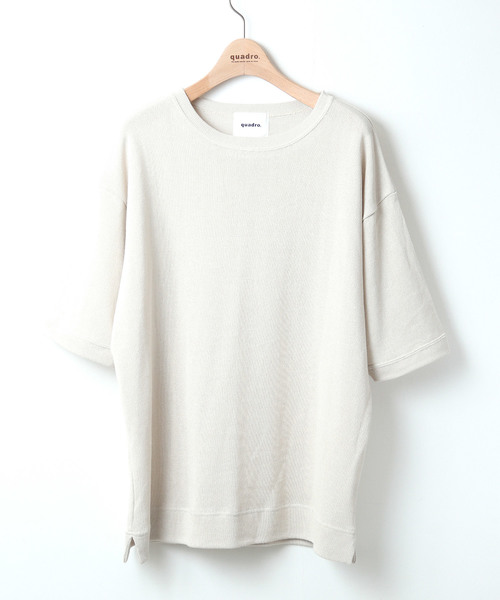 quadro(クオドロ)の「和紙×レーヨン天竺ドロップショルダークルーN.P/O(Tシャツ/カットソー・メンズ・ブラック/グレー/サンドベージュ・MEDIUM/LARGE)」の4枚目の写真