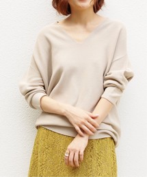 コットンストレッチ コクーンV袖付きプルオーバー◆