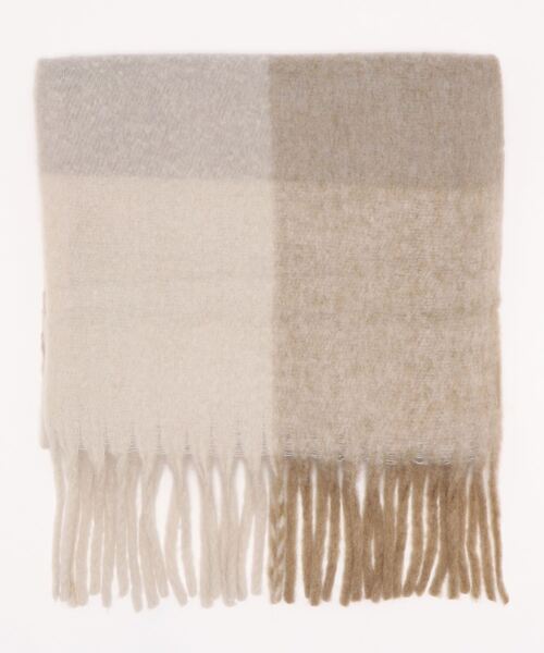 DouDou（ドゥドゥ）の「BIGフリンジチェックストール（ストール/ショール・レディース・ブラック/ベージュ/ライトベージュ/グレー・FREE）」の8枚目の写真