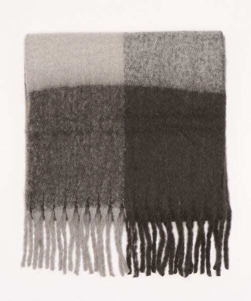 DouDou（ドゥドゥ）の「BIGフリンジチェックストール（ストール/ショール・レディース・ブラック/ベージュ/ライトベージュ/グレー・FREE）」の6枚目の写真