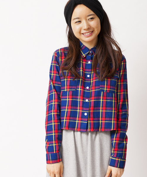 WEGO（ウィゴー）の「WEGO/ネルチェッククロップドシャツ（シャツ/ブラウス・レディース・ホワイト/ホワイト系その他/ブルー/ブルー系その他/レッド・FREE）」の4枚目の写真