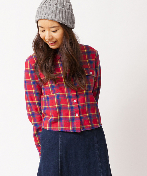 WEGO（ウィゴー）の「WEGO/ネルチェッククロップドシャツ（シャツ/ブラウス・レディース・ホワイト/ホワイト系その他/ブルー/ブルー系その他/レッド・FREE）」の5枚目の写真