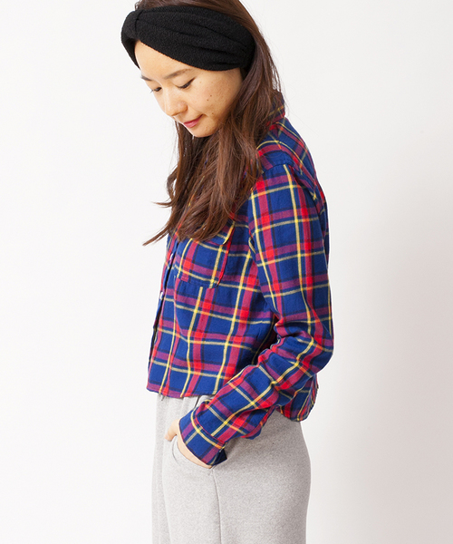 WEGO（ウィゴー）の「WEGO/ネルチェッククロップドシャツ（シャツ/ブラウス・レディース・ホワイト/ホワイト系その他/ブルー/ブルー系その他/レッド・FREE）」の6枚目の写真