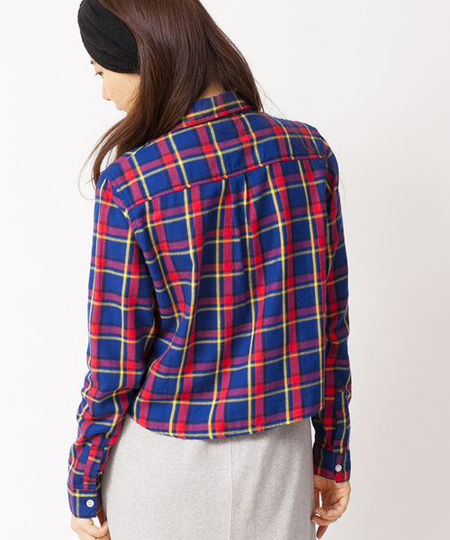 WEGO（ウィゴー）の「WEGO/ネルチェッククロップドシャツ（シャツ/ブラウス・レディース・ホワイト/ホワイト系その他/ブルー/ブルー系その他/レッド・FREE）」の7枚目の写真