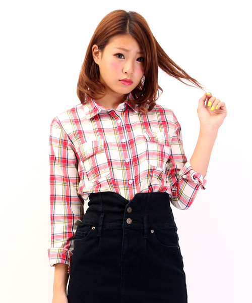 WEGO（ウィゴー）の「WEGO/ネルチェッククロップドシャツ（シャツ/ブラウス・レディース・ホワイト/ホワイト系その他/ブルー/ブルー系その他/レッド・FREE）」の9枚目の写真