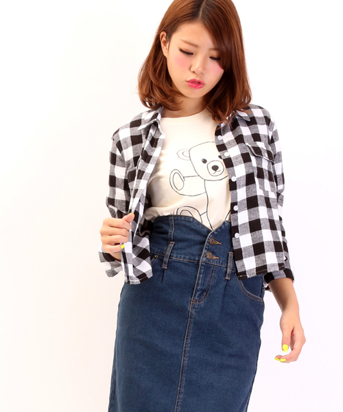 WEGO（ウィゴー）の「WEGO/ネルチェッククロップドシャツ（シャツ/ブラウス・レディース・ホワイト/ホワイト系その他/ブルー/ブルー系その他/レッド・FREE）」の10枚目の写真