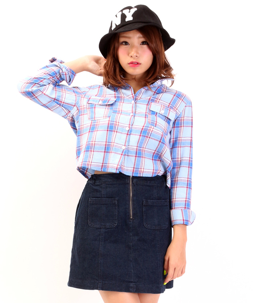 WEGO（ウィゴー）の「WEGO/ネルチェッククロップドシャツ（シャツ/ブラウス・レディース・ホワイト/ホワイト系その他/ブルー/ブルー系その他/レッド・FREE）」の11枚目の写真