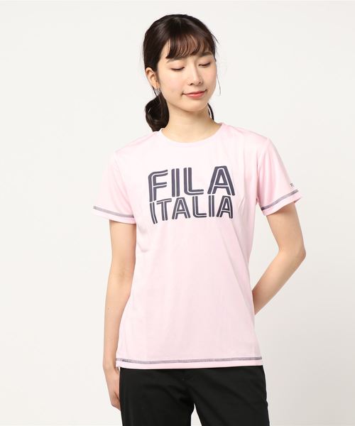 FILA(フィラ)の「【FILA/フィラ】ブランドロゴプリント カラーステッチ DRY 半袖Tシャツ(Tシャツ/カットソー・レディース・ホワイト/ブラック/ピンク/ブルー・M/L)」の4枚目の写真