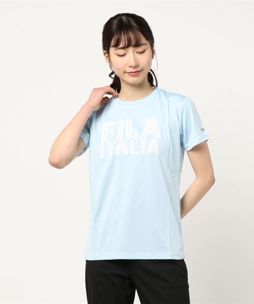 FILA(フィラ)の「【FILA/フィラ】ブランドロゴプリント カラーステッチ DRY 半袖Tシャツ(Tシャツ/カットソー・レディース・ホワイト/ブラック/ピンク/ブルー・M/L)」の3枚目の写真