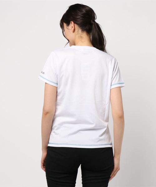 FILA(フィラ)の「【FILA/フィラ】ブランドロゴプリント カラーステッチ DRY 半袖Tシャツ(Tシャツ/カットソー・レディース・ホワイト/ブラック/ピンク/ブルー・M/L)」の6枚目の写真