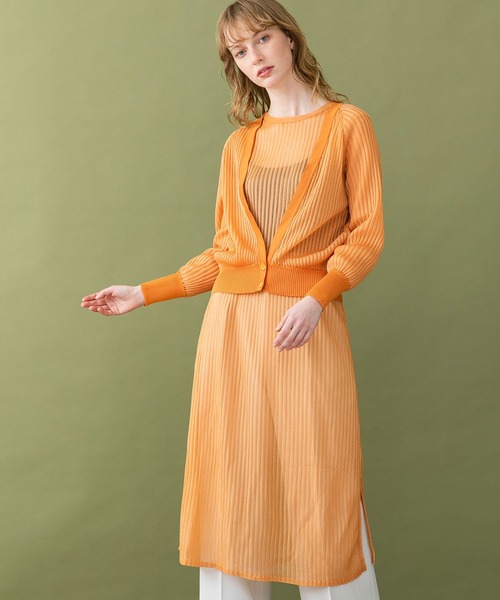 UNITED TOKYO（ユナイテッドトウキョウ）の「シアーニットワンピース（ワンピース・レディース・アイボリー/オレンジ/ブラック・0）」の14枚目の写真