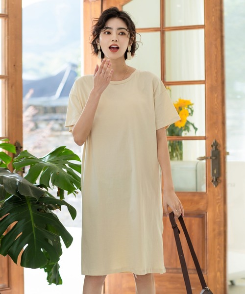 SAISON DE PAPILLON（セゾンドパピヨン）の「ビックシルエットTシャツワンピース（ワンピース・レディース・ピンク/ブラック/ベージュ/モカ/グレー・L/M/S/XL）」の4枚目の写真