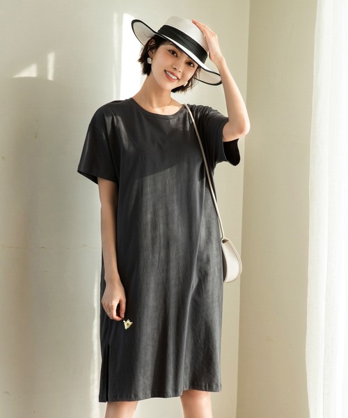 SAISON DE PAPILLON（セゾンドパピヨン）の「ビックシルエットTシャツワンピース（ワンピース・レディース・ピンク/ブラック/ベージュ/モカ/グレー・L/M/S/XL）」の2枚目の写真