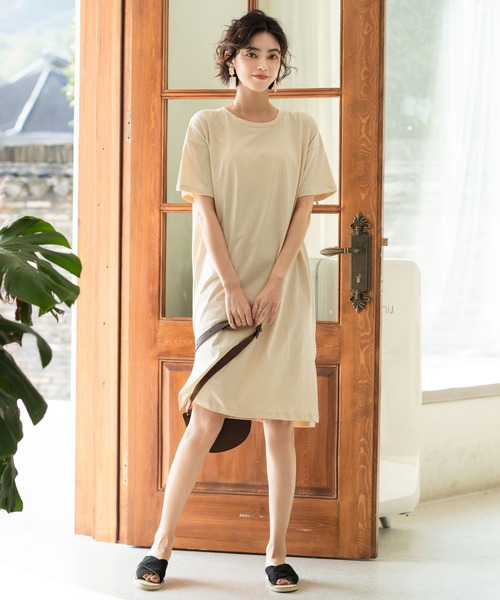 SAISON DE PAPILLON（セゾンドパピヨン）の「ビックシルエットTシャツワンピース（ワンピース・レディース・ピンク/ブラック/ベージュ/モカ/グレー・L/M/S/XL）」の9枚目の写真