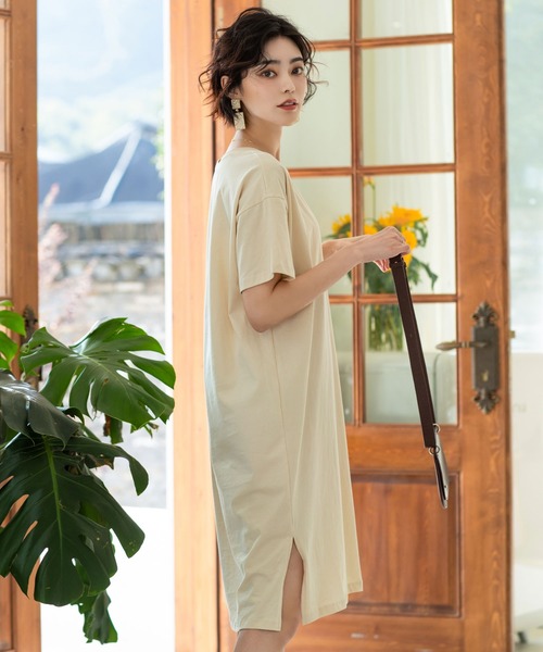 SAISON DE PAPILLON（セゾンドパピヨン）の「ビックシルエットTシャツワンピース（ワンピース・レディース・ピンク/ブラック/ベージュ/モカ/グレー・L/M/S/XL）」の14枚目の写真