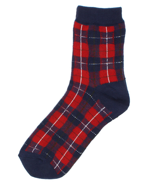 WEGO(ウィゴー)の「WEGO/チェックソックス(ソックス/靴下・レディース・ブラック/レッド・FREE)」の2枚目の写真