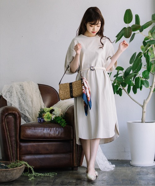 Mysa&Liina（ミーサリーナ）の「左胸ワンポイントロゴTワンピース（ワンピース・レディース・ブラック/ベージュ/ブラウン/オフホワイト・M）」の10枚目の写真