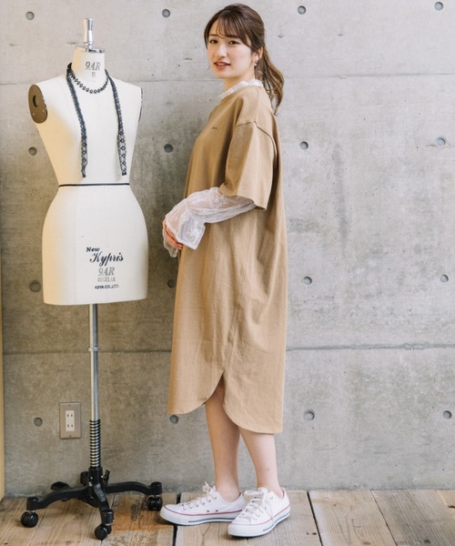 Mysa&Liina（ミーサリーナ）の「左胸ワンポイントロゴTワンピース（ワンピース・レディース・ブラック/ベージュ/ブラウン/オフホワイト・M）」の19枚目の写真