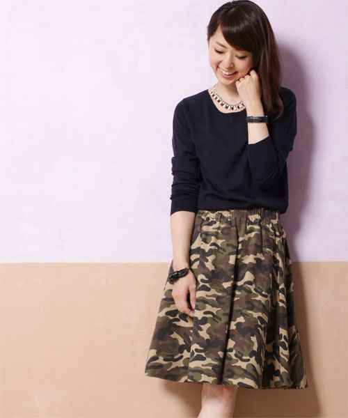 NANO universe（ナノユニバース）の「カモフラリバーシブルスカート（スカート・レディース・ベージュ/カーキ・FREE）」の3枚目の写真