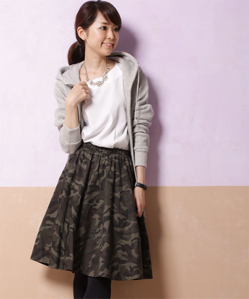 NANO universe（ナノユニバース）の「カモフラリバーシブルスカート（スカート・レディース・ベージュ/カーキ・FREE）」の12枚目の写真