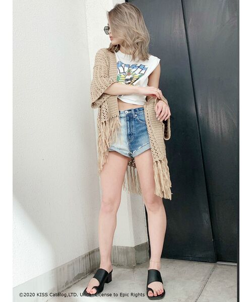 GYDA（ジェイダ）の「KISS タンクトップ（タンクトップ・レディース・チャコールグレー/オフホワイト・FREE）」の6枚目の写真