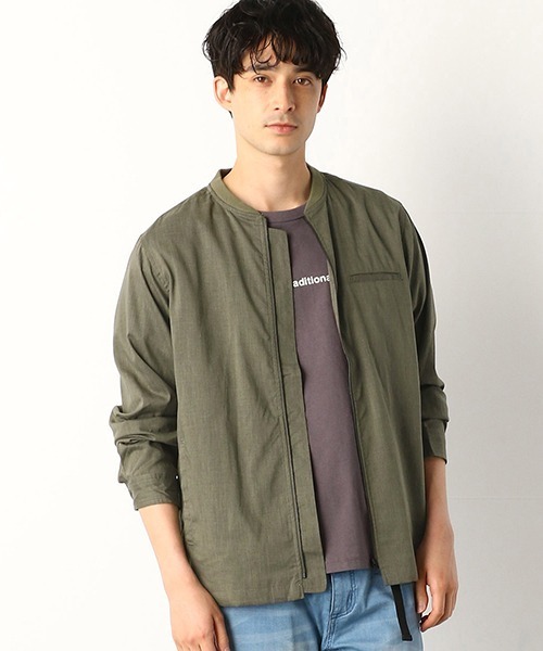 COMME CA COMMUNE(コムサコミューン)の「《リネンミックス》 MA-1 シャツブルゾン(ブルゾン・メンズ・ダークブラウン/ネイビー/カーキ/イエロー・SMALL/MEDIUM/LARGE)」の2枚目の写真