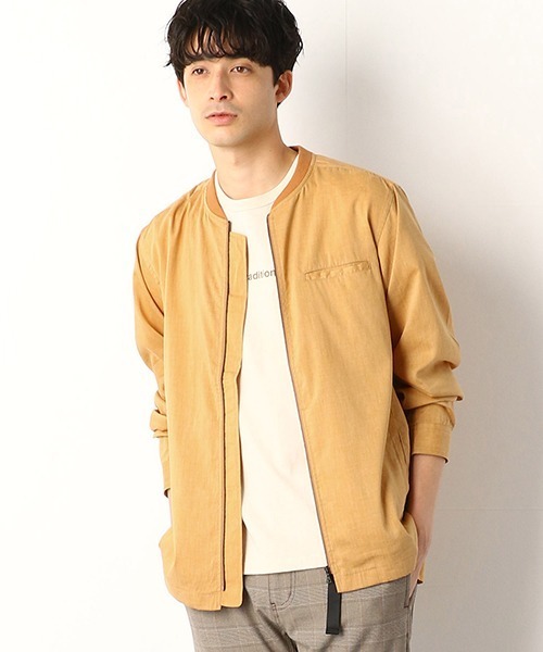 COMME CA COMMUNE(コムサコミューン)の「《リネンミックス》 MA-1 シャツブルゾン(ブルゾン・メンズ・ダークブラウン/ネイビー/カーキ/イエロー・SMALL/MEDIUM/LARGE)」の4枚目の写真