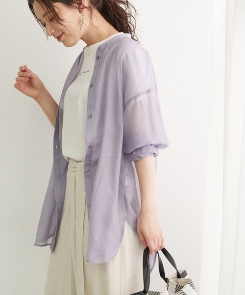 ROPE' PICNIC(ロペピクニック)の「シアーチュニックシャツ(シャツ/ブラウス)」|ダークラベンダー