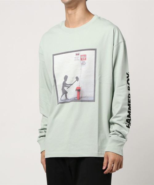 Right-on（ライトオン）の「【BRANDALISED】ビッグアートプリントロンＴ（Tシャツ/カットソー・メンズ・ホワイト/オフホワイト/ホワイト×ホワイト/ブラック/オレンジ/グリーン・M/L/XL）」の6枚目の写真