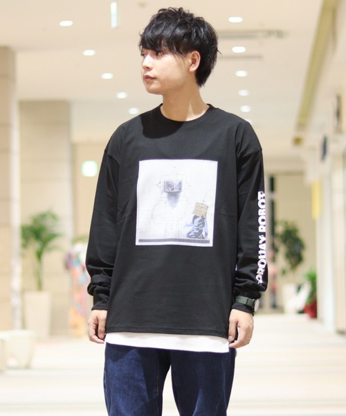 Right-on（ライトオン）の「【BRANDALISED】ビッグアートプリントロンＴ（Tシャツ/カットソー・メンズ・ホワイト/オフホワイト/ホワイト×ホワイト/ブラック/オレンジ/グリーン・M/L/XL）」の5枚目の写真