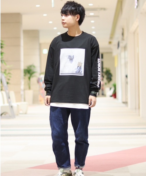 Right-on（ライトオン）の「【BRANDALISED】ビッグアートプリントロンＴ（Tシャツ/カットソー・メンズ・ホワイト/オフホワイト/ホワイト×ホワイト/ブラック/オレンジ/グリーン・M/L/XL）」の13枚目の写真