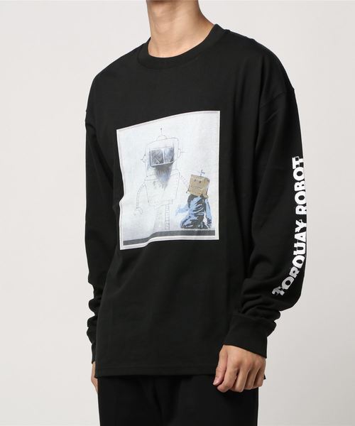 Right-on（ライトオン）の「【BRANDALISED】ビッグアートプリントロンＴ（Tシャツ/カットソー・メンズ・ホワイト/オフホワイト/ホワイト×ホワイト/ブラック/オレンジ/グリーン・M/L/XL）」の14枚目の写真