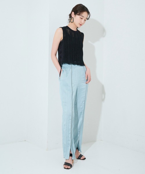 STUDIOUS(ステュディオス)の「【STUDIOUS】へリンボンクロシェレースアップトップス(ニット/セーター・レディース・アイボリー/ブラック・FREE)」の14枚目の写真