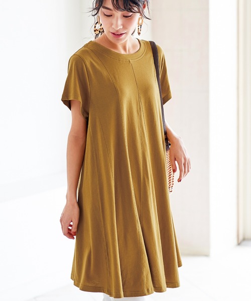 セール 綿１００ 素材切替デザインワンピース チュニック Belluna ベルーナ のファッション通販 Zozotown