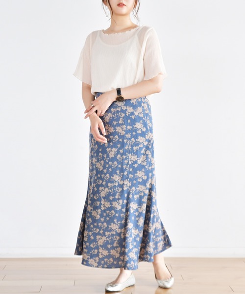 Ambre Neige(アンブルネージュ)の「キャミ付きシアープリーツブラウス/楊柳ブラウス/シアーブラウス/【WEB/EC限定商品】(シャツ/ブラウス・レディース・オフホワイト/グリーン・FREE)」の5枚目の写真