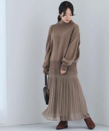 green label relaxing | [ 手洗い可 ] FFC ハイネック プルオーバー ニット ＋ スカート セット(ワンピース)