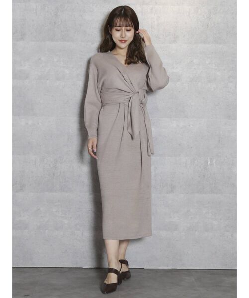 dazzlin（ダズリン）の「カシュクールラップニットワンピース【WEB限定】（ワンピース・レディース・グレー/ブラウン/モカ・FREE）」の9枚目の写真