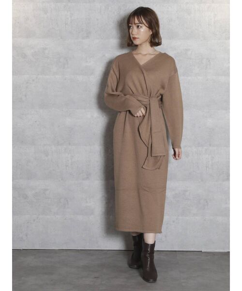 dazzlin（ダズリン）の「カシュクールラップニットワンピース【WEB限定】（ワンピース・レディース・グレー/ブラウン/モカ・FREE）」の16枚目の写真