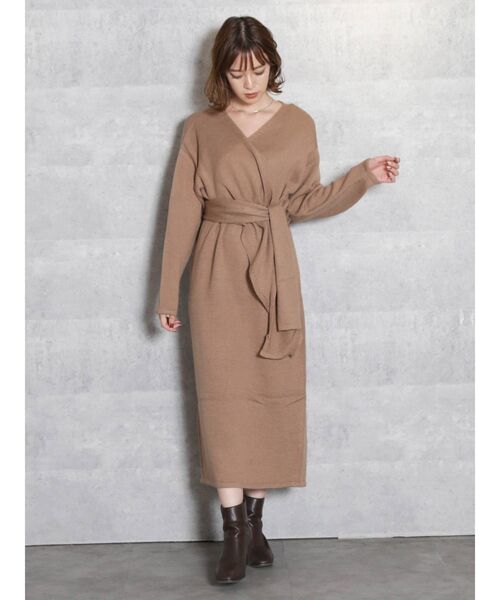 dazzlin（ダズリン）の「カシュクールラップニットワンピース【WEB限定】（ワンピース・レディース・グレー/ブラウン/モカ・FREE）」の19枚目の写真