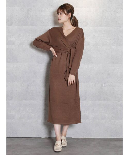 dazzlin（ダズリン）の「カシュクールラップニットワンピース【WEB限定】（ワンピース・レディース・グレー/ブラウン/モカ・FREE）」の20枚目の写真