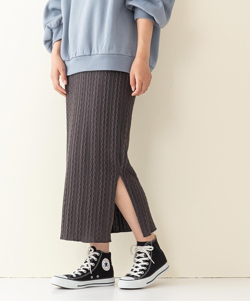 INNOCENT BLUE（イノセントブルー）の「【innocent blue/イノセントブルー】サイドスリットタイトスカート　ニットソー素材　ウエストゴム仕様（スカート・レディース・ブラック/グリーン/ライトベージュ/アイボリー/ブラウン・MEDIUM）」の7枚目の写真