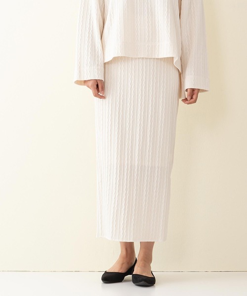 INNOCENT BLUE（イノセントブルー）の「【innocent blue/イノセントブルー】サイドスリットタイトスカート　ニットソー素材　ウエストゴム仕様（スカート・レディース・ブラック/グリーン/ライトベージュ/アイボリー/ブラウン・MEDIUM）」の8枚目の写真