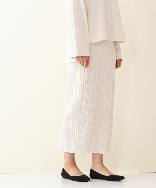 INNOCENT BLUE（イノセントブルー）の「【innocent blue/イノセントブルー】サイドスリットタイトスカート　ニットソー素材　ウエストゴム仕様（スカート・レディース・ブラック/グリーン/ライトベージュ/アイボリー/ブラウン・MEDIUM）」の9枚目の写真