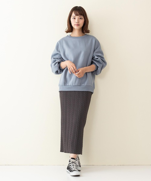 INNOCENT BLUE（イノセントブルー）の「【innocent blue/イノセントブルー】サイドスリットタイトスカート　ニットソー素材　ウエストゴム仕様（スカート・レディース・ブラック/グリーン/ライトベージュ/アイボリー/ブラウン・MEDIUM）」の12枚目の写真