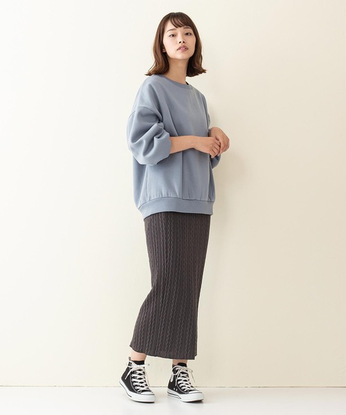 INNOCENT BLUE（イノセントブルー）の「【innocent blue/イノセントブルー】サイドスリットタイトスカート　ニットソー素材　ウエストゴム仕様（スカート・レディース・ブラック/グリーン/ライトベージュ/アイボリー/ブラウン・MEDIUM）」の13枚目の写真