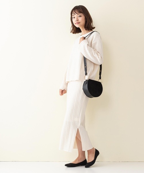 INNOCENT BLUE（イノセントブルー）の「【innocent blue/イノセントブルー】サイドスリットタイトスカート　ニットソー素材　ウエストゴム仕様（スカート・レディース・ブラック/グリーン/ライトベージュ/アイボリー/ブラウン・MEDIUM）」の15枚目の写真