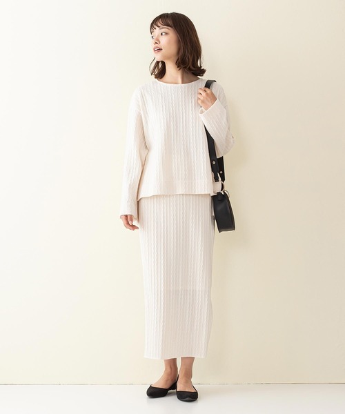 INNOCENT BLUE（イノセントブルー）の「【innocent blue/イノセントブルー】サイドスリットタイトスカート　ニットソー素材　ウエストゴム仕様（スカート・レディース・ブラック/グリーン/ライトベージュ/アイボリー/ブラウン・MEDIUM）」の16枚目の写真