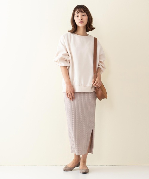 INNOCENT BLUE（イノセントブルー）の「【innocent blue/イノセントブルー】サイドスリットタイトスカート　ニットソー素材　ウエストゴム仕様（スカート・レディース・ブラック/グリーン/ライトベージュ/アイボリー/ブラウン・MEDIUM）」の20枚目の写真