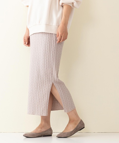 INNOCENT BLUE（イノセントブルー）の「【innocent blue/イノセントブルー】サイドスリットタイトスカート　ニットソー素材　ウエストゴム仕様（スカート・レディース・ブラック/グリーン/ライトベージュ/アイボリー/ブラウン・MEDIUM）」の10枚目の写真